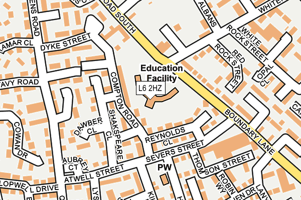 L6 2HZ map - OS OpenMap – Local (Ordnance Survey) L6 2HZ map - OS OpenMap – Local (Ordnance Survey)