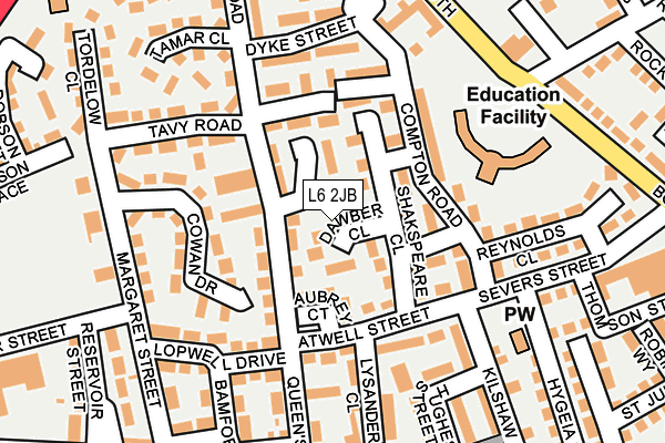 L6 2JB map - OS OpenMap – Local (Ordnance Survey)
