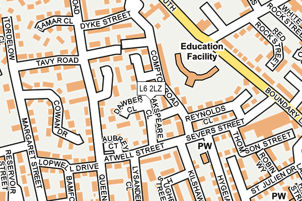 L6 2LZ map - OS OpenMap – Local (Ordnance Survey) L6 2LZ map - OS OpenMap – Local (Ordnance Survey)