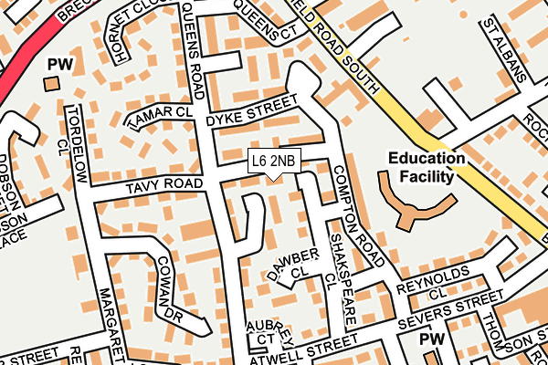 L6 2NB map - OS OpenMap – Local (Ordnance Survey)