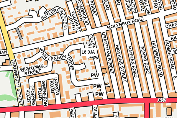 L6 9JA map - OS OpenMap – Local (Ordnance Survey)