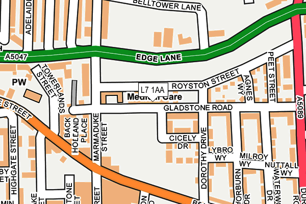 L7 1AA map - OS OpenMap – Local (Ordnance Survey) L7 1AA map - OS OpenMap – Local (Ordnance Survey)