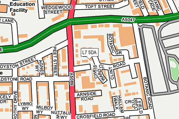 L7 5DA map - OS OpenMap – Local (Ordnance Survey)