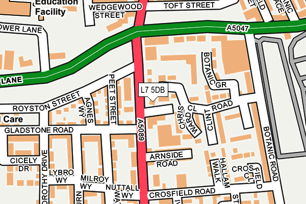 L7 5DB map - OS OpenMap – Local (Ordnance Survey) L7 5DB map - OS OpenMap – Local (Ordnance Survey)