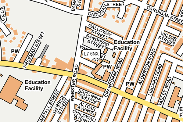 L7 6NX map - OS OpenMap – Local (Ordnance Survey) L7 6NX map - OS OpenMap – Local (Ordnance Survey)