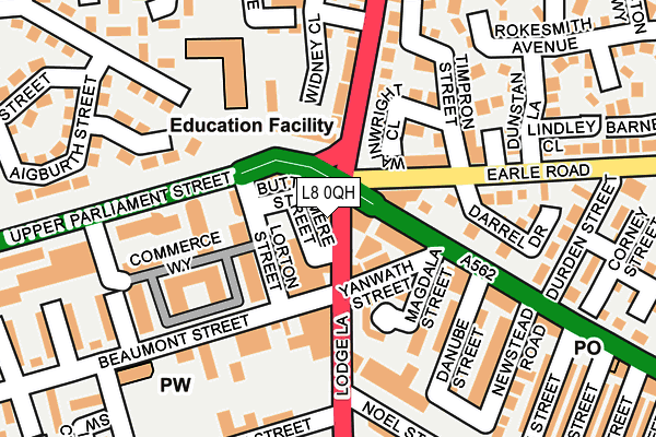 L8 0QH map - OS OpenMap – Local (Ordnance Survey) L8 0QH map - OS OpenMap – Local (Ordnance Survey)