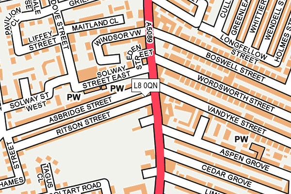 L8 0QN map - OS OpenMap – Local (Ordnance Survey) L8 0QN map - OS OpenMap – Local (Ordnance Survey)