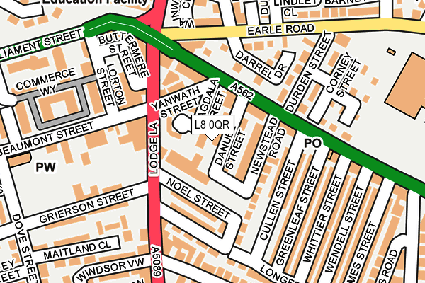 L8 0QR map - OS OpenMap – Local (Ordnance Survey) L8 0QR map - OS OpenMap – Local (Ordnance Survey)