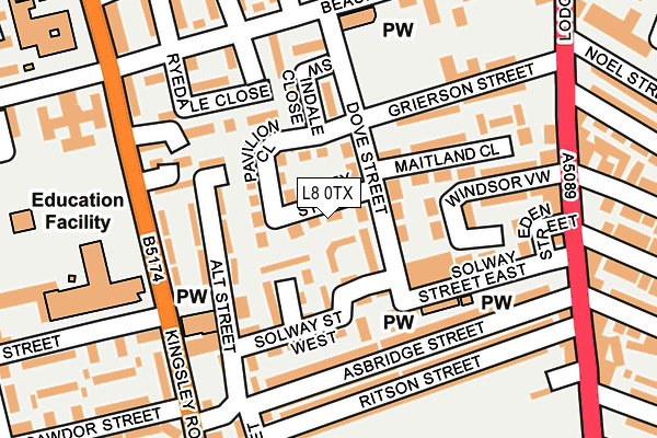 L8 0TX map - OS OpenMap – Local (Ordnance Survey) L8 0TX map - OS OpenMap – Local (Ordnance Survey)