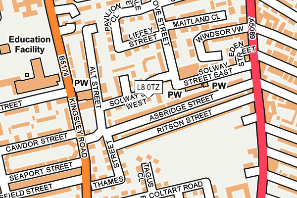 L8 0TZ map - OS OpenMap – Local (Ordnance Survey) L8 0TZ map - OS OpenMap – Local (Ordnance Survey)