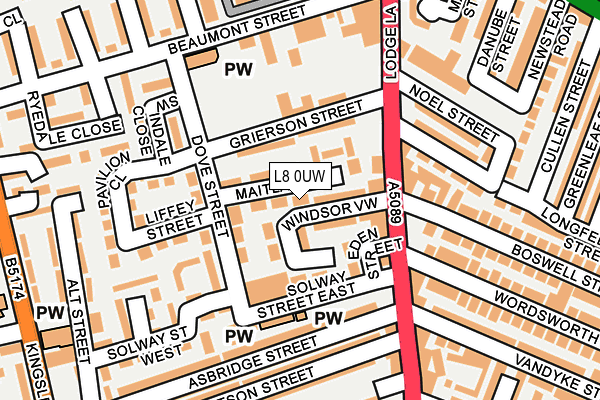 L8 0UW map - OS OpenMap – Local (Ordnance Survey) L8 0UW map - OS OpenMap – Local (Ordnance Survey)