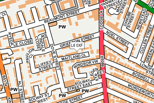 L8 0XF map - OS OpenMap – Local (Ordnance Survey) L8 0XF map - OS OpenMap – Local (Ordnance Survey)