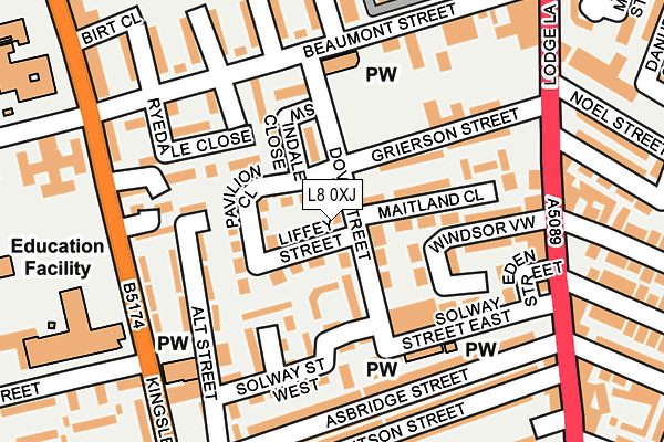 L8 0XJ map - OS OpenMap – Local (Ordnance Survey) L8 0XJ map - OS OpenMap – Local (Ordnance Survey)