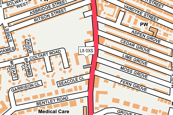 L8 0XS map - OS OpenMap – Local (Ordnance Survey) L8 0XS map - OS OpenMap – Local (Ordnance Survey)
