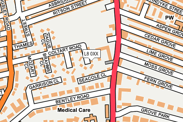 L8 0XX map - OS OpenMap – Local (Ordnance Survey) L8 0XX map - OS OpenMap – Local (Ordnance Survey)