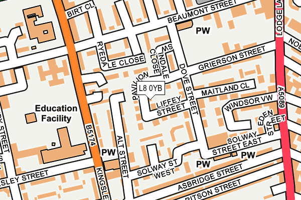 L8 0YB map - OS OpenMap – Local (Ordnance Survey) L8 0YB map - OS OpenMap – Local (Ordnance Survey)