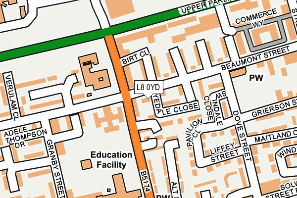 L8 0YD map - OS OpenMap – Local (Ordnance Survey) L8 0YD map - OS OpenMap – Local (Ordnance Survey)