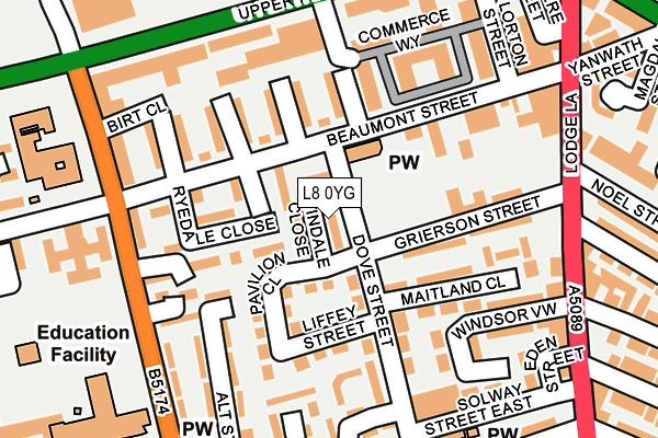 L8 0YG map - OS OpenMap – Local (Ordnance Survey) L8 0YG map - OS OpenMap – Local (Ordnance Survey)