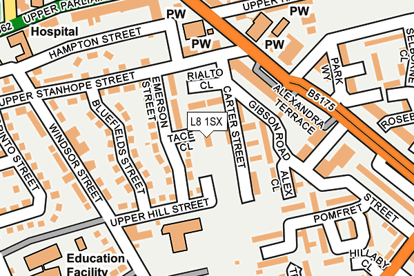 L8 1SX map - OS OpenMap – Local (Ordnance Survey) L8 1SX map - OS OpenMap – Local (Ordnance Survey)
