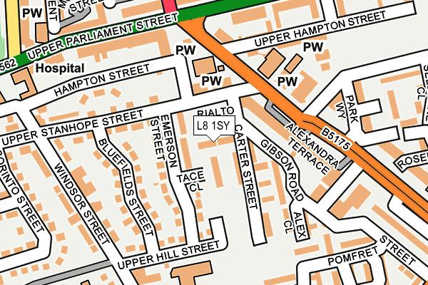 L8 1SY map - OS OpenMap – Local (Ordnance Survey) L8 1SY map - OS OpenMap – Local (Ordnance Survey)