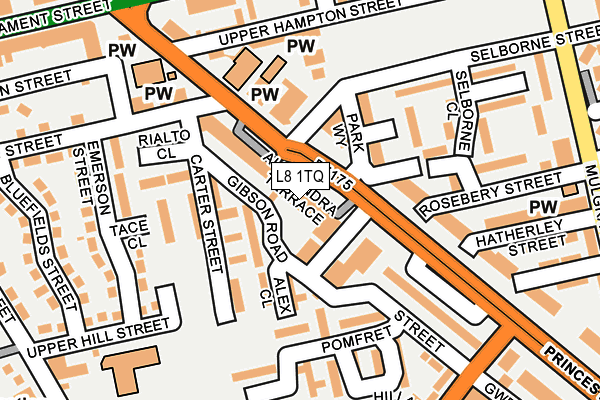L8 1TQ map - OS OpenMap – Local (Ordnance Survey) L8 1TQ map - OS OpenMap – Local (Ordnance Survey)