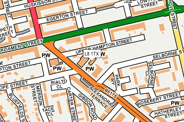 L8 1TX map - OS OpenMap – Local (Ordnance Survey) L8 1TX map - OS OpenMap – Local (Ordnance Survey)