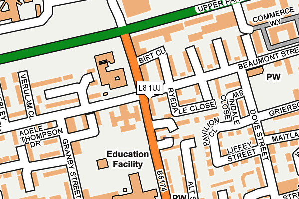L8 1UJ map - OS OpenMap – Local (Ordnance Survey) L8 1UJ map - OS OpenMap – Local (Ordnance Survey)