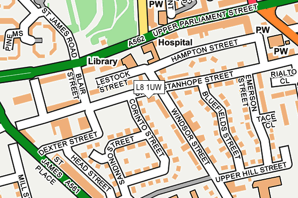L8 1UW map - OS OpenMap – Local (Ordnance Survey) L8 1UW map - OS OpenMap – Local (Ordnance Survey)