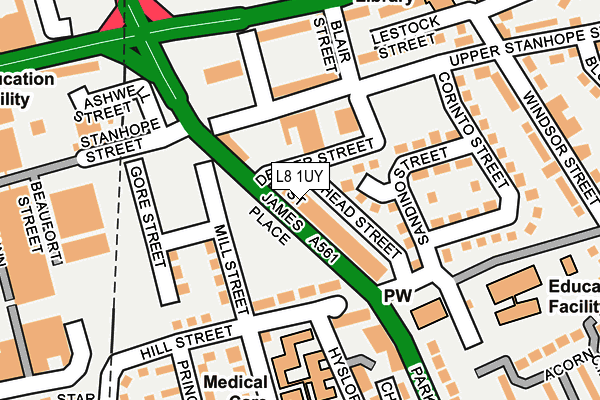 L8 1UY map - OS OpenMap – Local (Ordnance Survey) L8 1UY map - OS OpenMap – Local (Ordnance Survey)