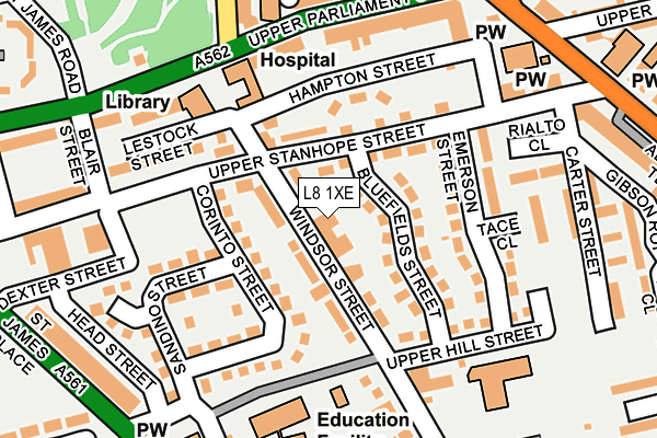 L8 1XE map - OS OpenMap – Local (Ordnance Survey) L8 1XE map - OS OpenMap – Local (Ordnance Survey)