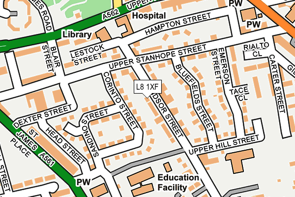 L8 1XF map - OS OpenMap – Local (Ordnance Survey) L8 1XF map - OS OpenMap – Local (Ordnance Survey)