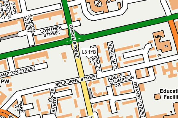 L8 1YB map - OS OpenMap – Local (Ordnance Survey) L8 1YB map - OS OpenMap – Local (Ordnance Survey)