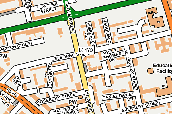 L8 1YQ map - OS OpenMap – Local (Ordnance Survey) L8 1YQ map - OS OpenMap – Local (Ordnance Survey)
