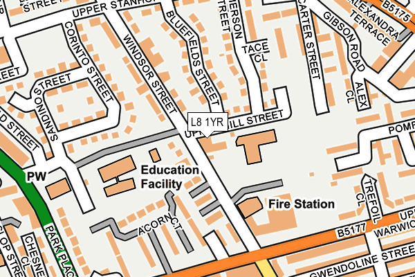 L8 1YR map - OS OpenMap – Local (Ordnance Survey) L8 1YR map - OS OpenMap – Local (Ordnance Survey)