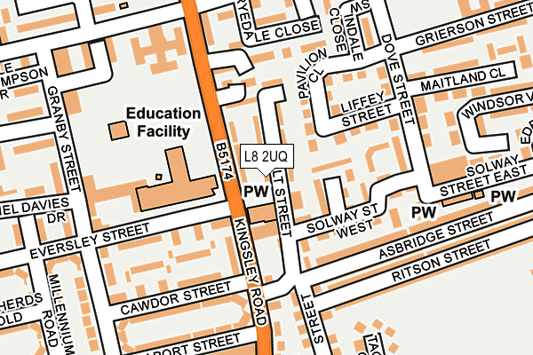 L8 2UQ map - OS OpenMap – Local (Ordnance Survey) L8 2UQ map - OS OpenMap – Local (Ordnance Survey)