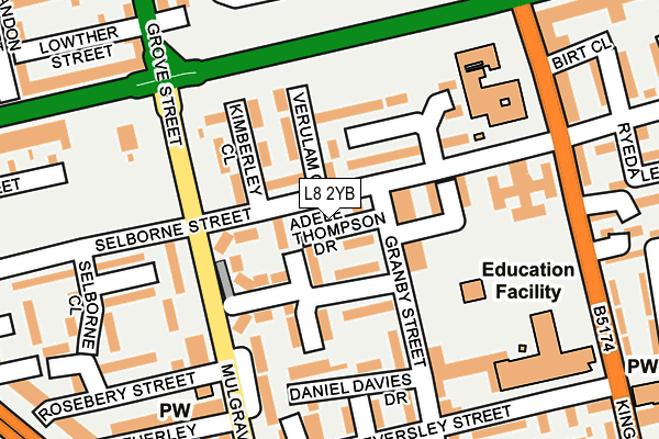 L8 2YB map - OS OpenMap – Local (Ordnance Survey) L8 2YB map - OS OpenMap – Local (Ordnance Survey)