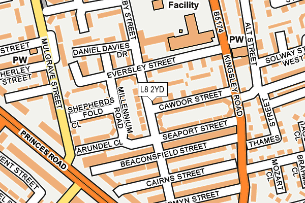 L8 2YD map - OS OpenMap – Local (Ordnance Survey) L8 2YD map - OS OpenMap – Local (Ordnance Survey)