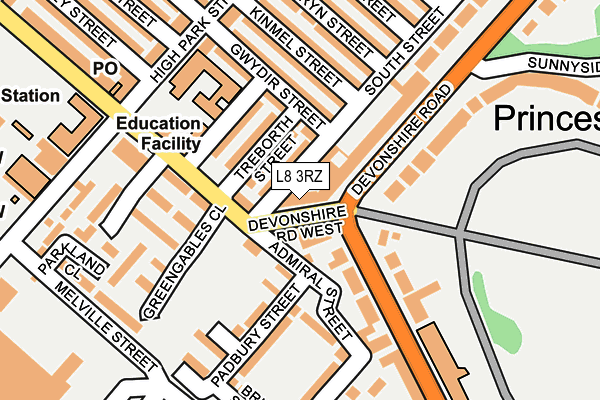 L8 3RZ map - OS OpenMap – Local (Ordnance Survey) L8 3RZ map - OS OpenMap – Local (Ordnance Survey)