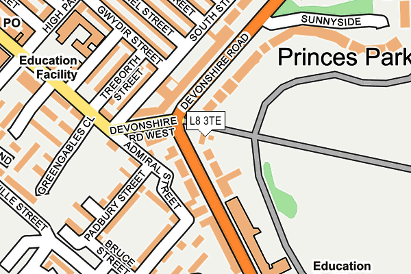 L8 3TE map - OS OpenMap – Local (Ordnance Survey) L8 3TE map - OS OpenMap – Local (Ordnance Survey)