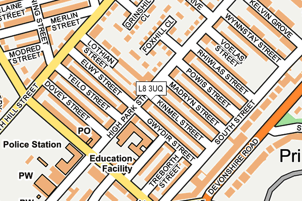 L8 3UQ map - OS OpenMap – Local (Ordnance Survey)