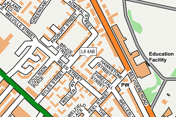 L8 4AB map - OS OpenMap – Local (Ordnance Survey) L8 4AB map - OS OpenMap – Local (Ordnance Survey)