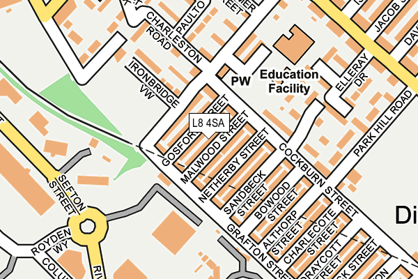 L8 4SA map - OS OpenMap – Local (Ordnance Survey) L8 4SA map - OS OpenMap – Local (Ordnance Survey)
