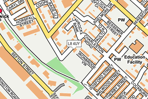 L8 4UY map - OS OpenMap – Local (Ordnance Survey) L8 4UY map - OS OpenMap – Local (Ordnance Survey)