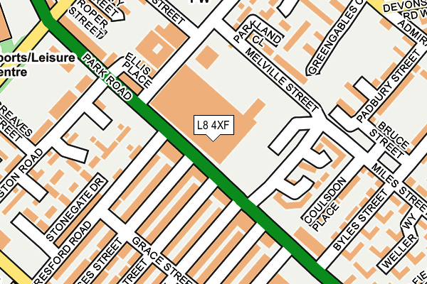 L8 4XF map - OS OpenMap – Local (Ordnance Survey) L8 4XF map - OS OpenMap – Local (Ordnance Survey)