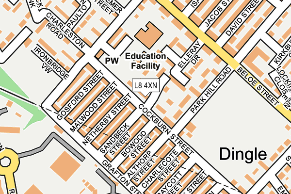 L8 4XN map - OS OpenMap – Local (Ordnance Survey) L8 4XN map - OS OpenMap – Local (Ordnance Survey)