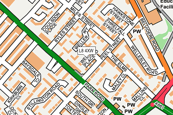 L8 4XW map - OS OpenMap – Local (Ordnance Survey) L8 4XW map - OS OpenMap – Local (Ordnance Survey)