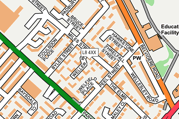 L8 4XX map - OS OpenMap – Local (Ordnance Survey) L8 4XX map - OS OpenMap – Local (Ordnance Survey)