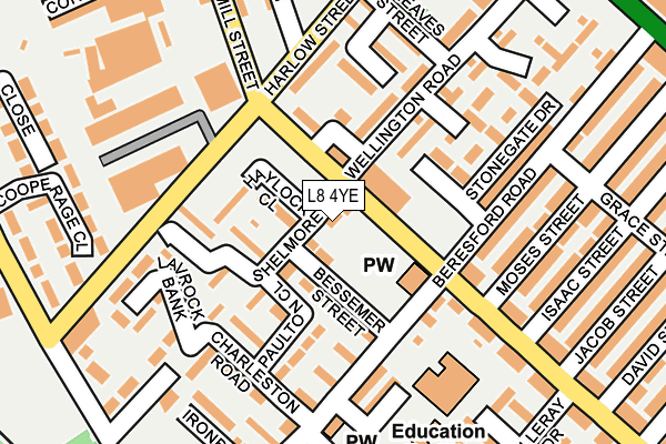 L8 4YE map - OS OpenMap – Local (Ordnance Survey) L8 4YE map - OS OpenMap – Local (Ordnance Survey)