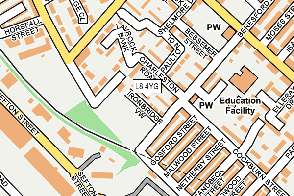 L8 4YG map - OS OpenMap – Local (Ordnance Survey) L8 4YG map - OS OpenMap – Local (Ordnance Survey)