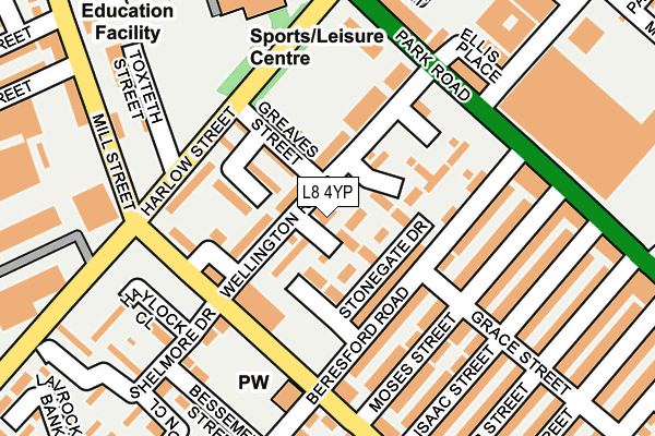 L8 4YP map - OS OpenMap – Local (Ordnance Survey) L8 4YP map - OS OpenMap – Local (Ordnance Survey)